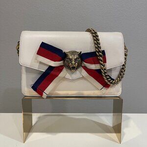 Gucci Capri Animalier White Leather Graphic Top Handle Crossbody Bag